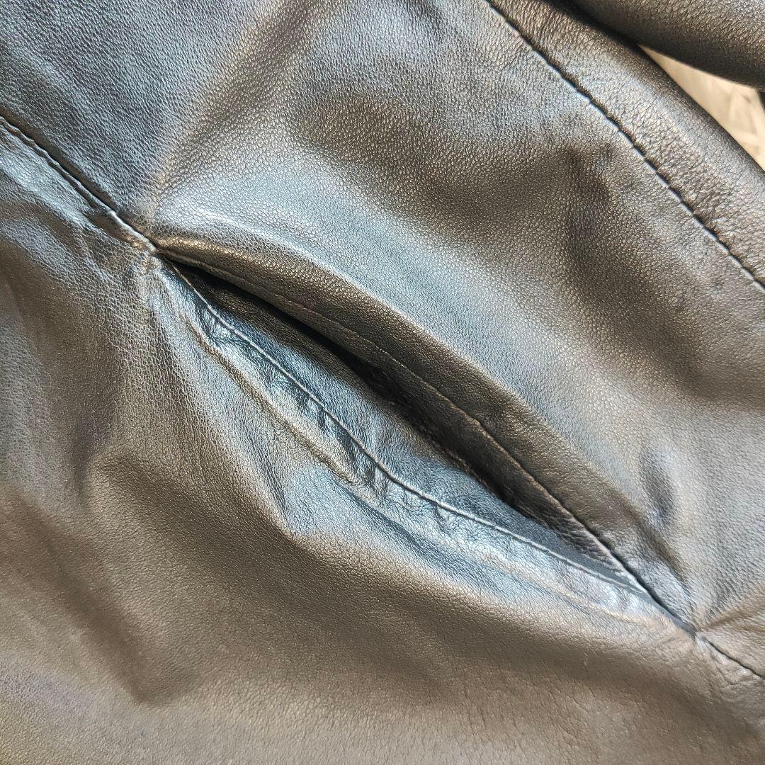 美品✨エディション　レザーフードジャケット　ブルゾン　羊皮　黒　ライダース