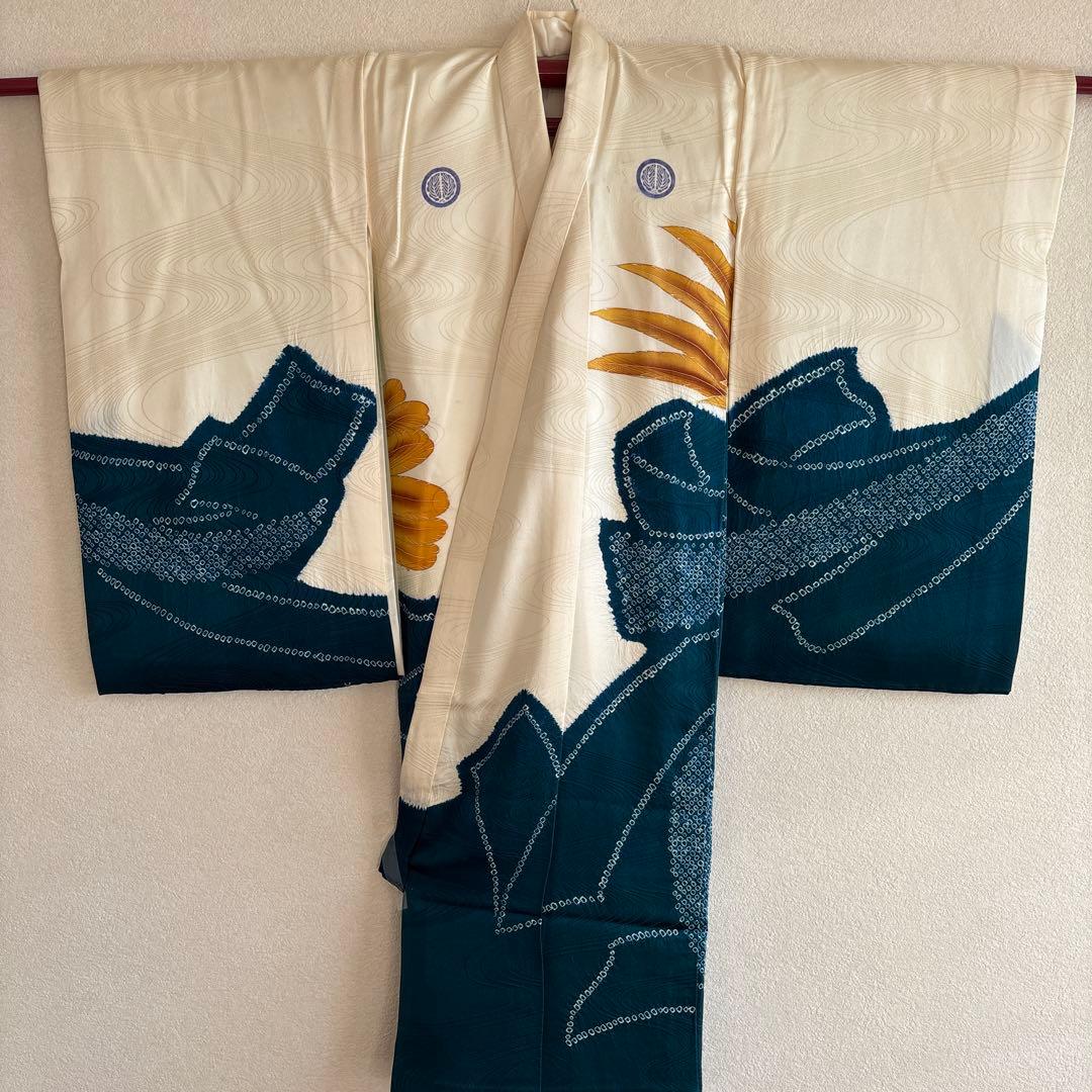 No.1 男の子　お祝い着 正絹　絞り着物　長襦袢 七五三