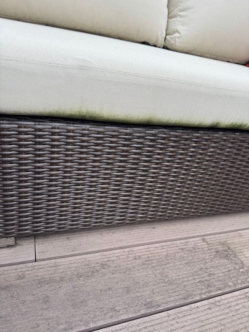 屋外用ガーデンソファ ラタン調 撥水 防水 汚れあり