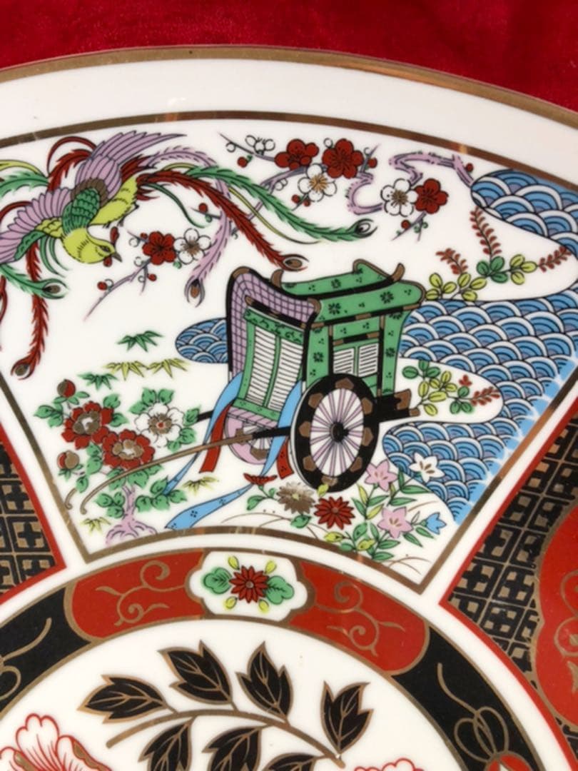 一尺五寸大皿　五社車　花鳥柄　絵皿　飾り皿　置物