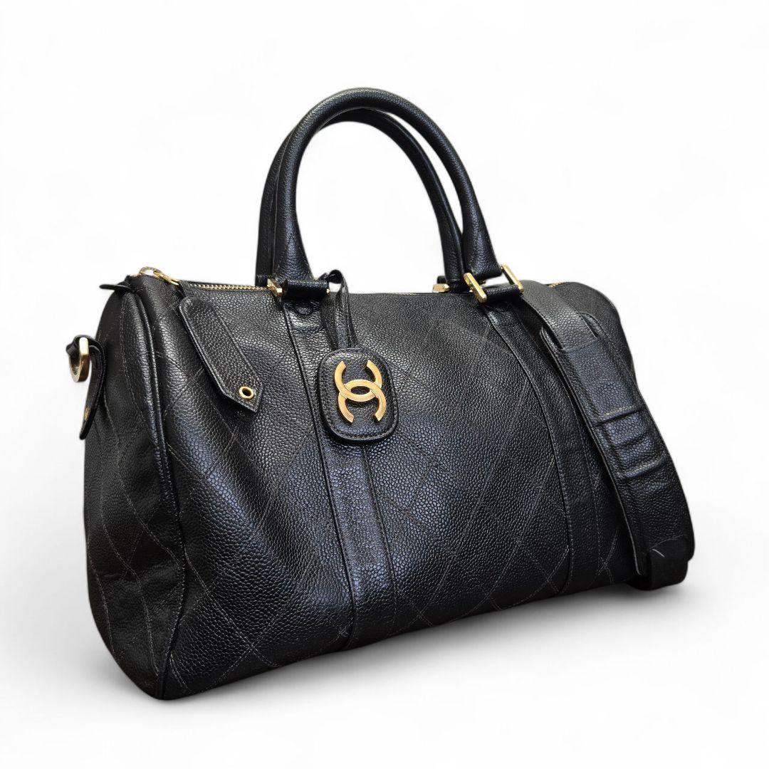 シャネル ビコローレ キャビアスキン 2way ミニ ボストンバッグ ブラック