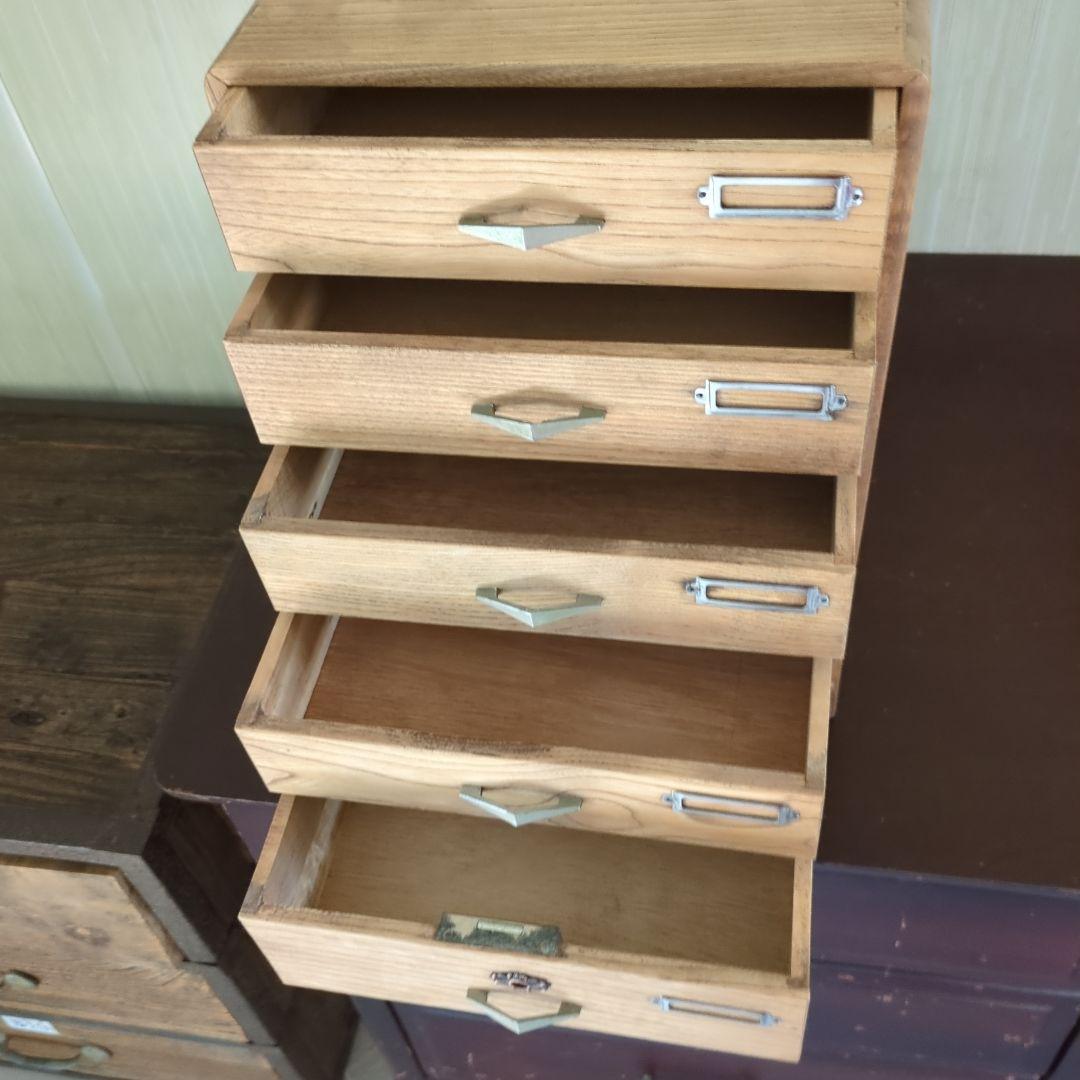 アンティーク木製5段引き出し