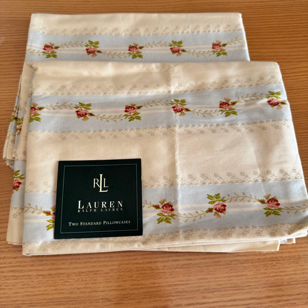 RALPH LAUREN ストライプ花柄　ピローケース　2枚セットで