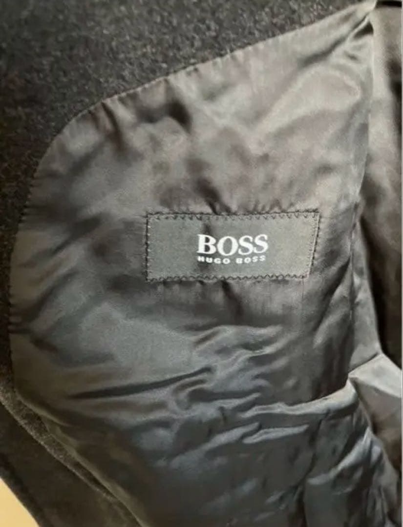 週末限定値下！美品 ヒューゴボス HUGO BOSS ステンカラーコート L 黒
