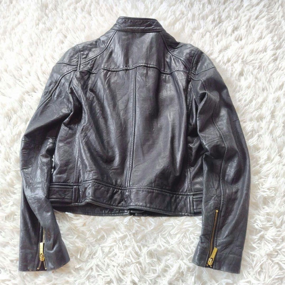 マイケルコース　ラムレザー　シングルライダース　革ジャン　総柄　 黒