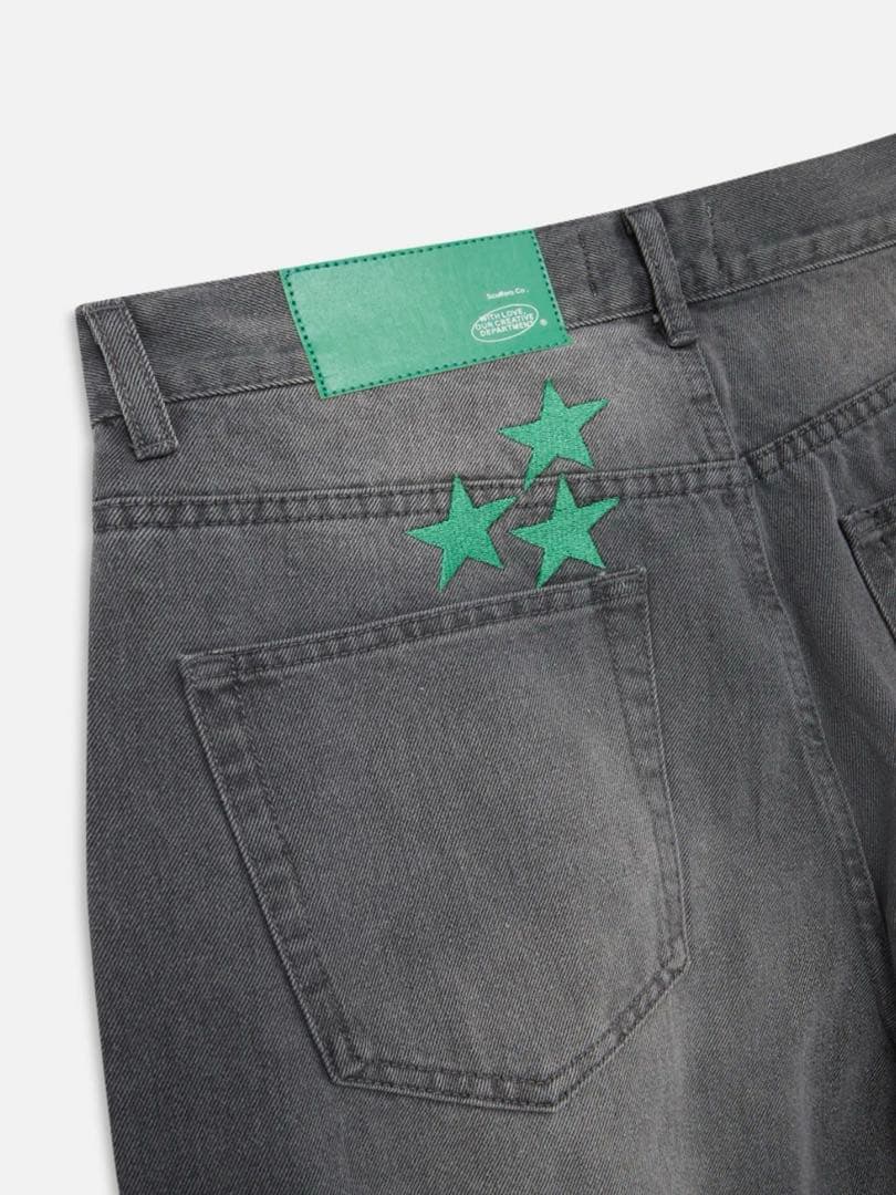 SCUFFERS 34 グレー ワイドレッグデニム