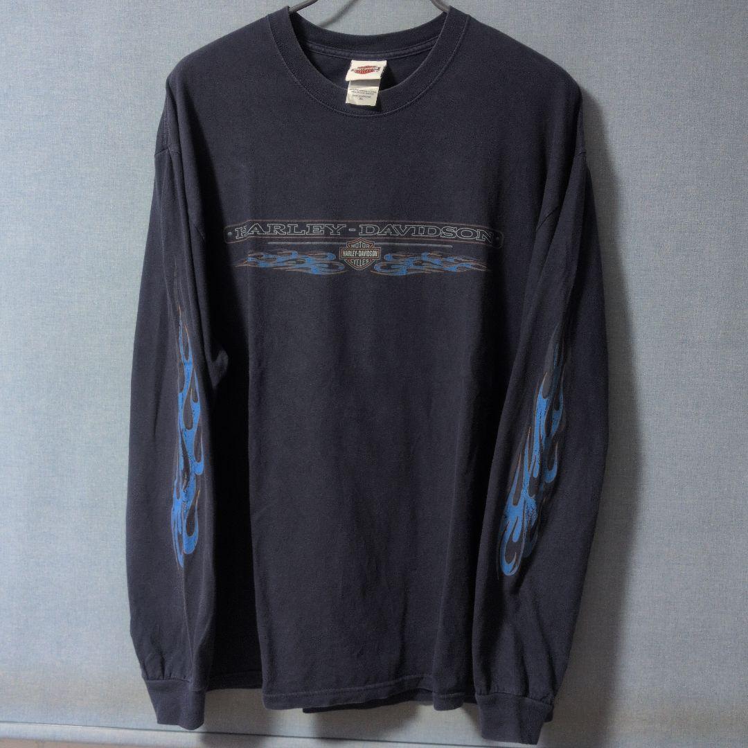 ハーレーダビッドソン　ロンＴ　袖ブルーフレイム　XL