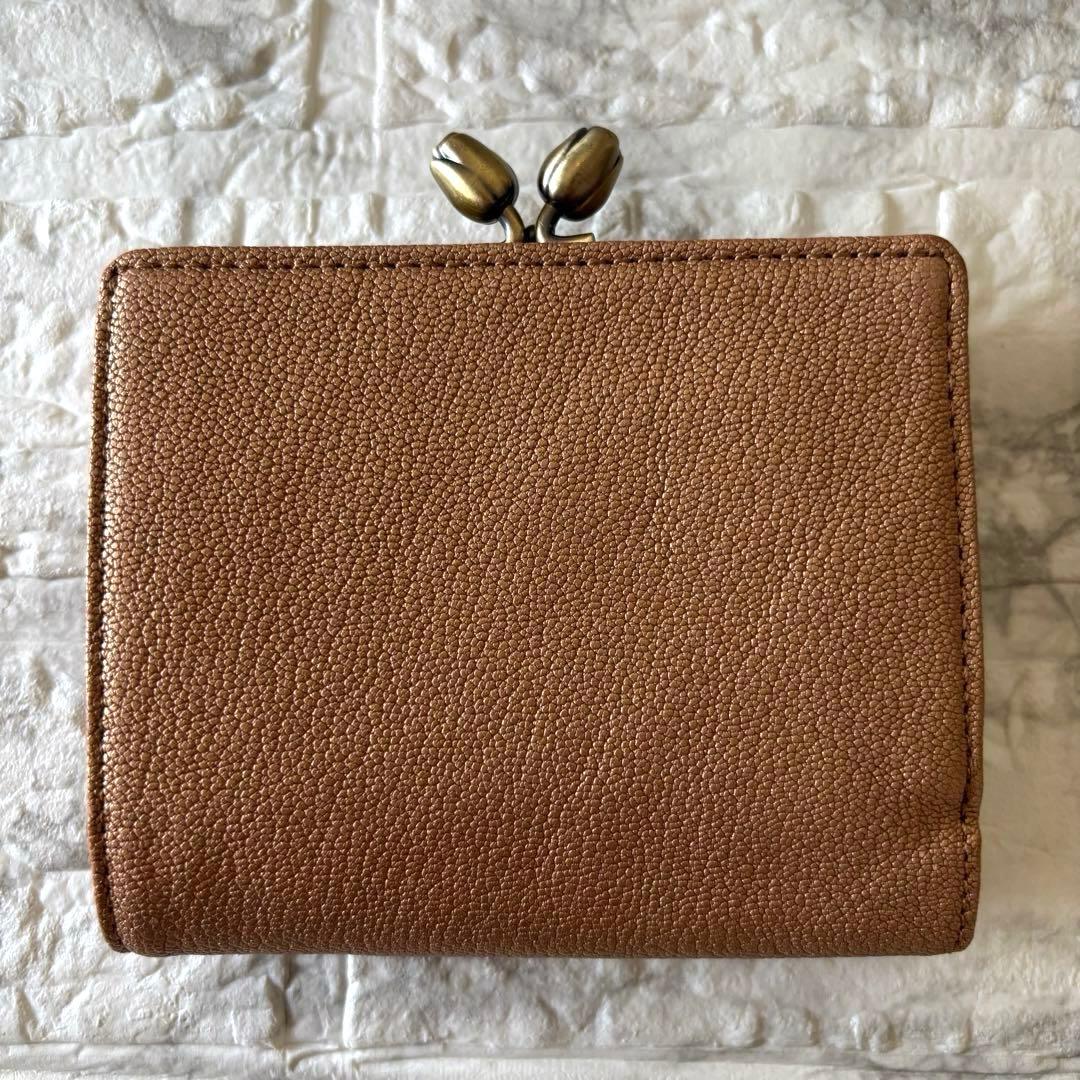 【極美品】アナスイ バタフライ 折り財布 がま口 本革 レザー ピンク ゴールド