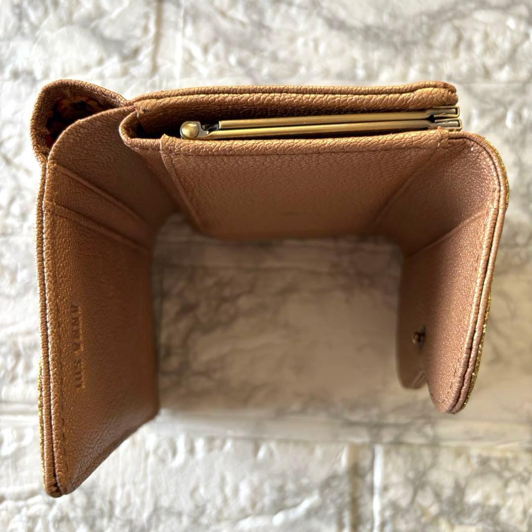 【極美品】アナスイ バタフライ 折り財布 がま口 本革 レザー ピンク ゴールド