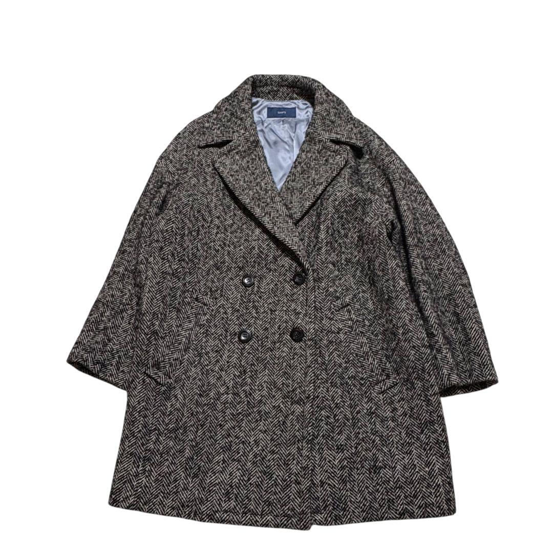 シップス☆ダブルブレストツイードコート ヘリンボーン コクーン ゆったり