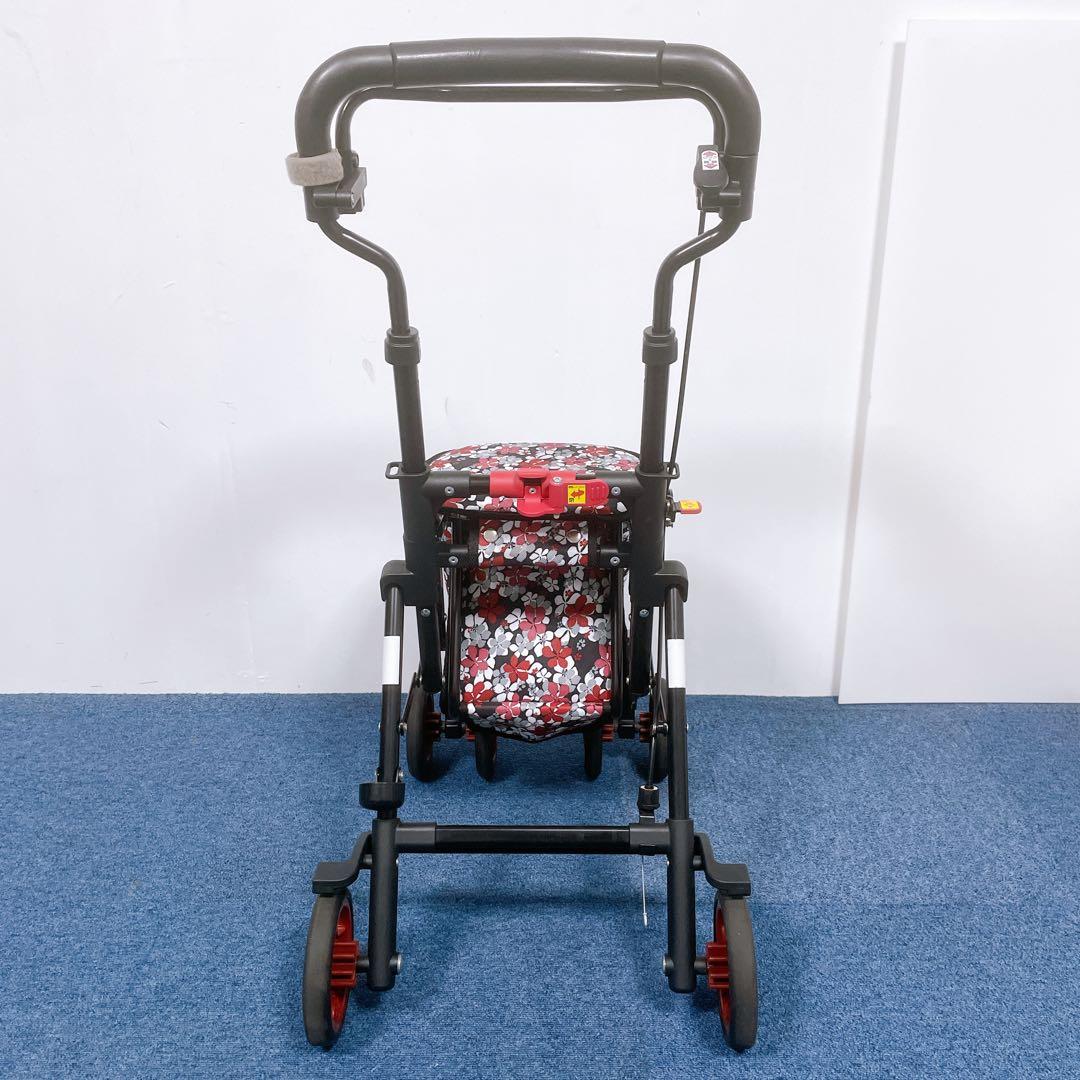 【美品】島製作所 シルバーカー モート 軽量3.7kg 花柄 座面付 説明書付