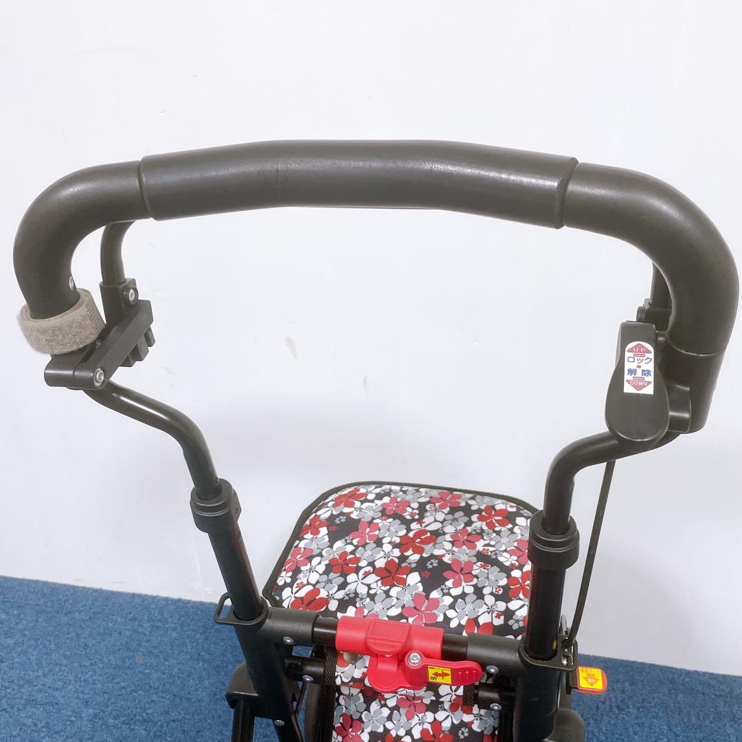 【美品】島製作所 シルバーカー モート 軽量3.7kg 花柄 座面付 説明書付