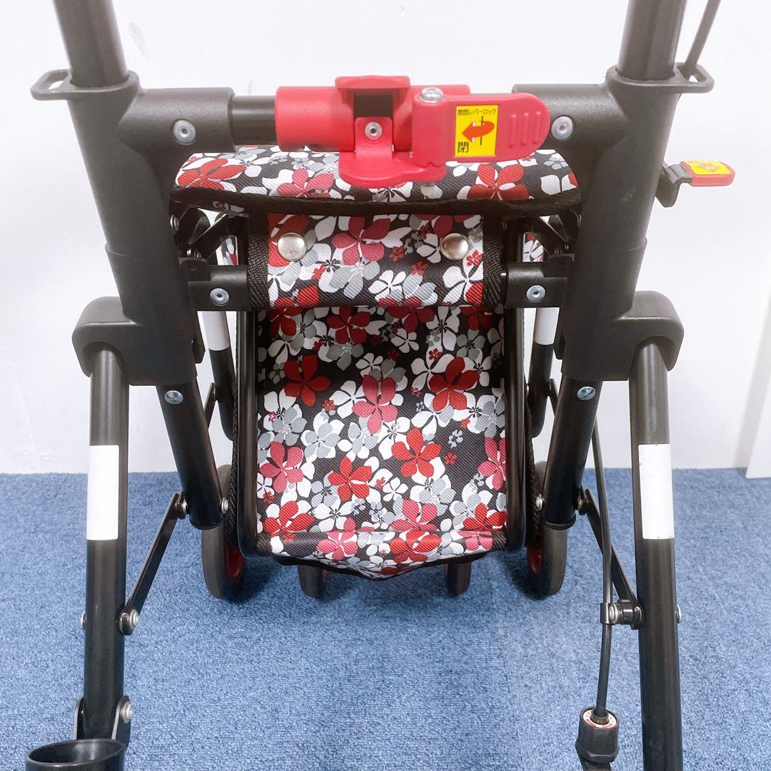 【美品】島製作所 シルバーカー モート 軽量3.7kg 花柄 座面付 説明書付