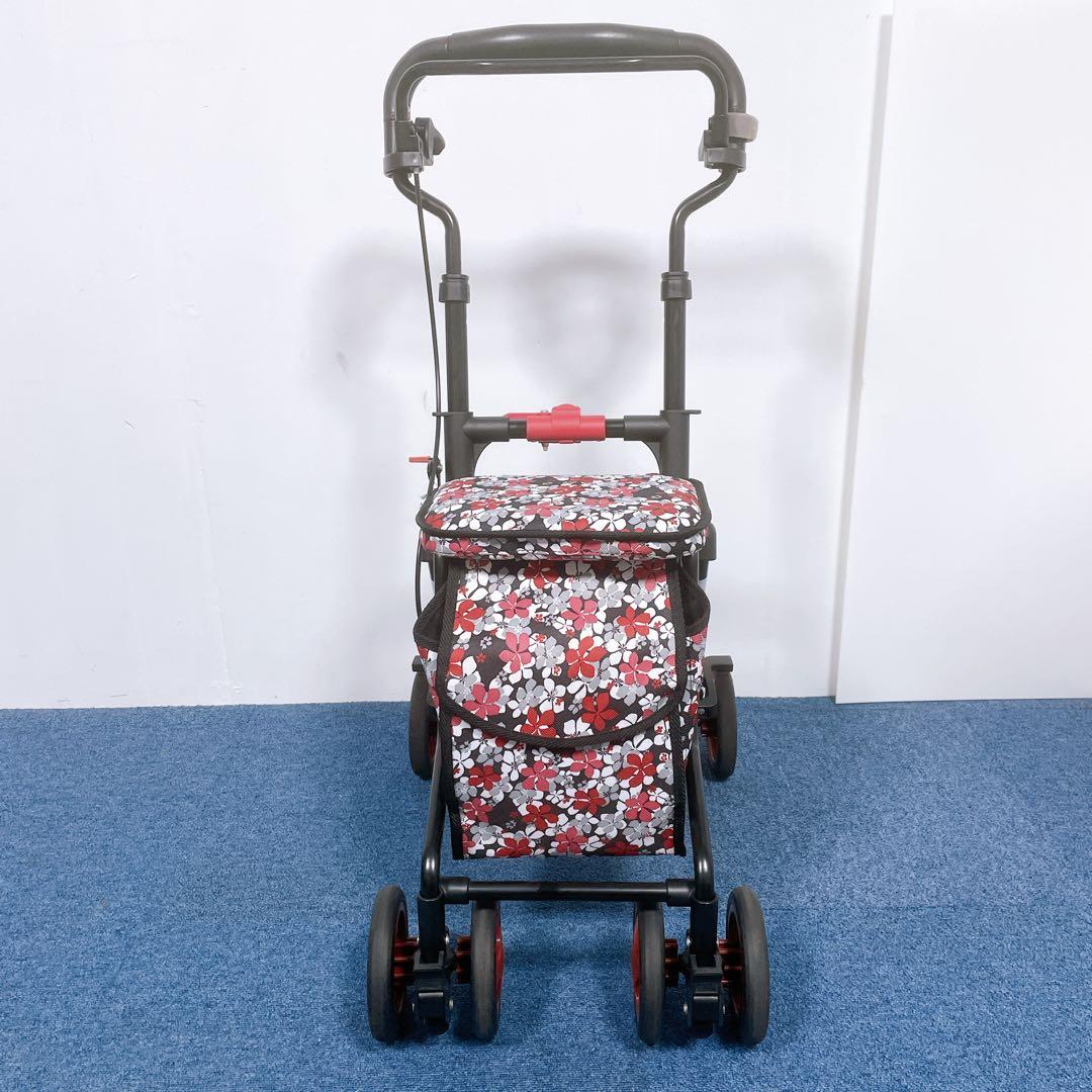 【美品】島製作所 シルバーカー モート 軽量3.7kg 花柄 座面付 説明書付