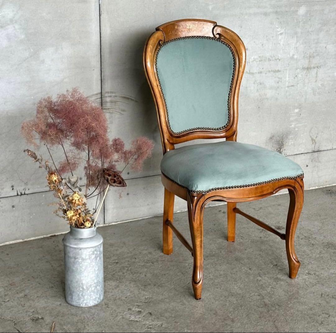 ✦90s✦ロココ調 イタリア製ダイニングチェア アンティーク　ベロア ベルベット