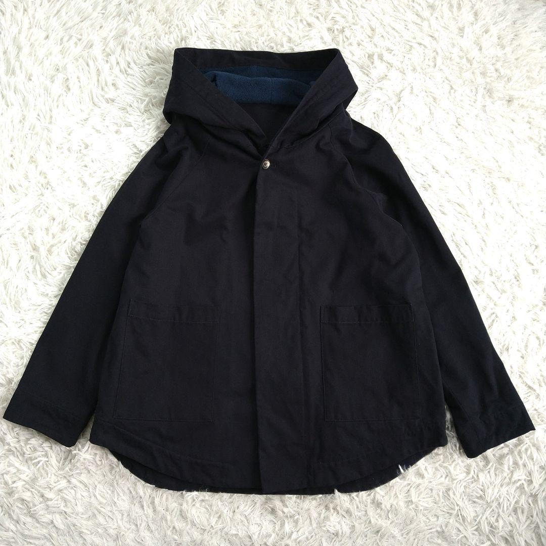 美品★パラスパレス コットン 比翼 フーディコート 濃紺 FREE