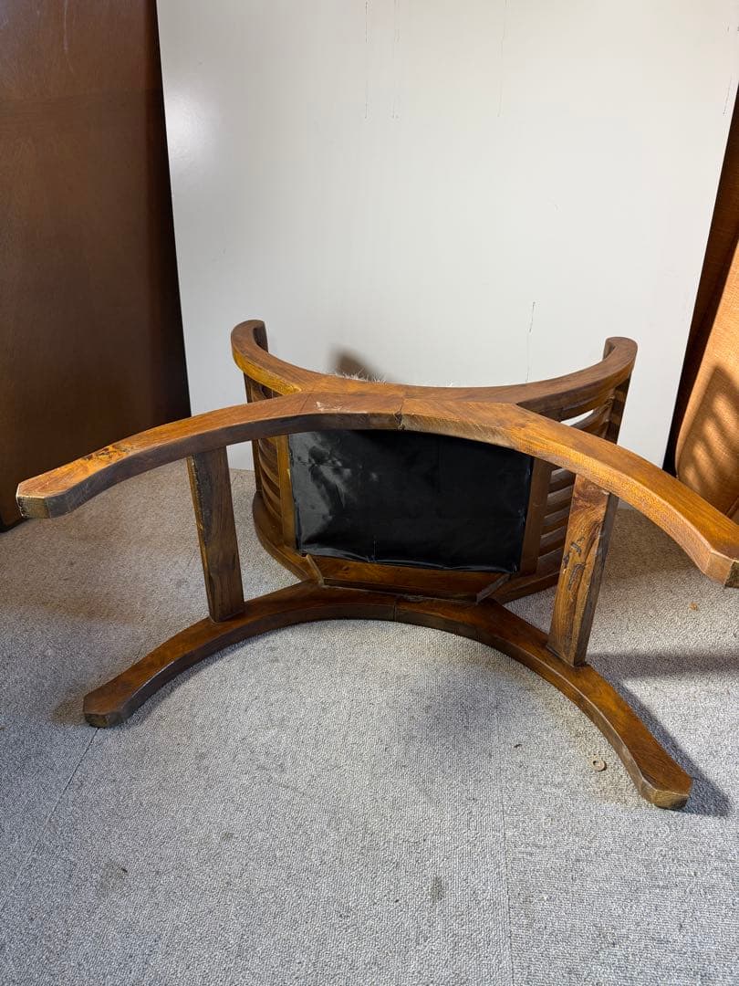 カルティニチェア スツール 毛付き座面 バリ家具 アンティーク 現状品