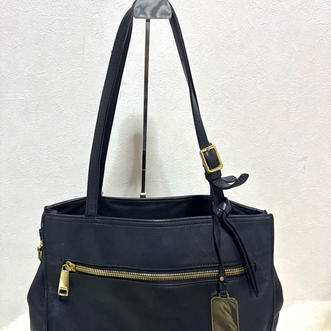 TUMI ニーナ ノースサウス トートバッグ レザー ブラック A4 ゴールド