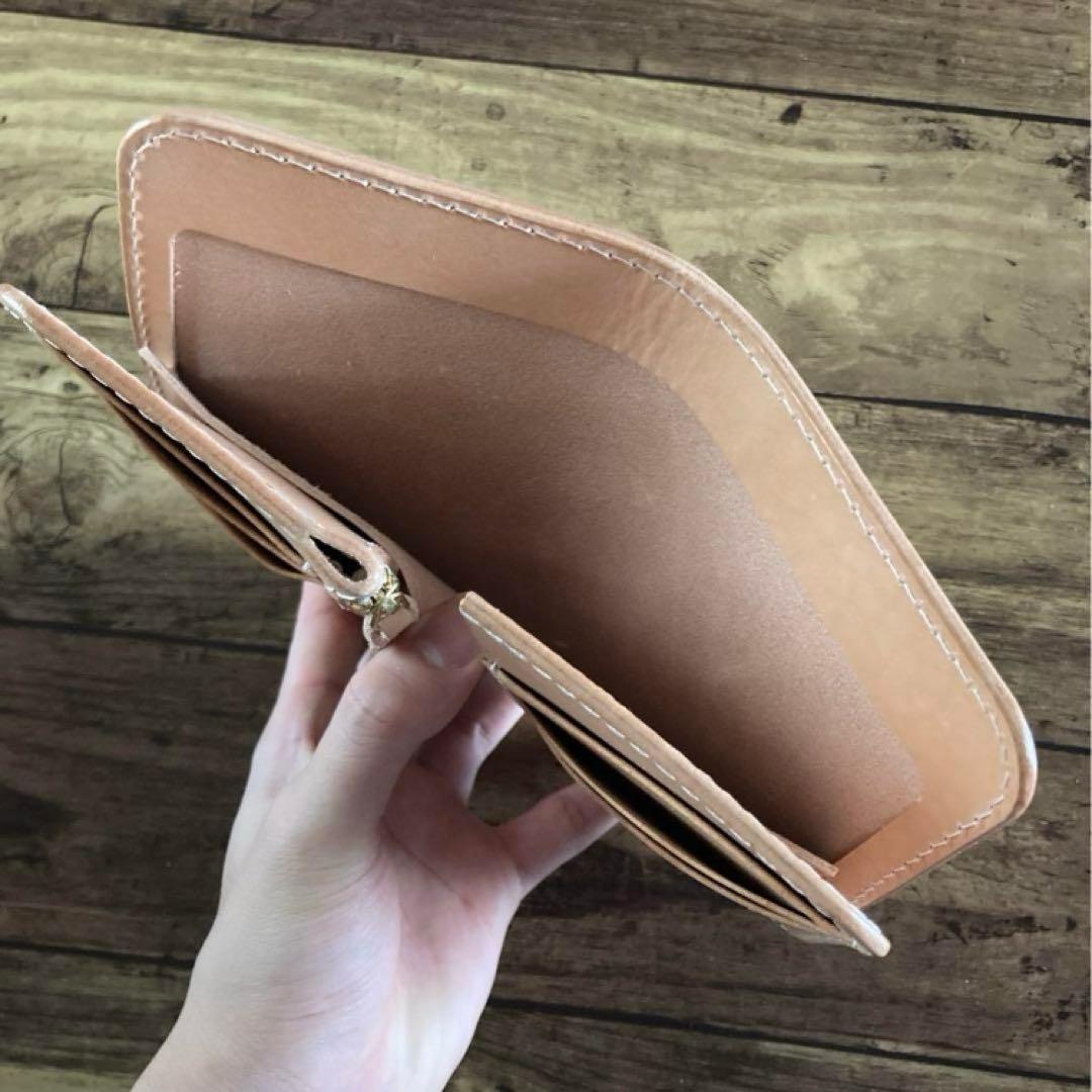 【呪われし者】COW CRUST クラストレザー　ミドルウォレット　タン