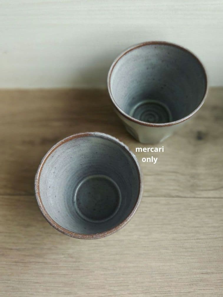 【じゅんさま専用です】薄灰茶　象嵌リーフ深皿26.5cm2枚・湯のみ二つ