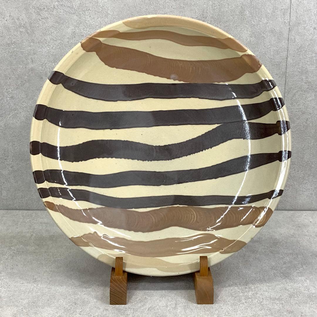 大皿 直径 45.4cm ! 飾り皿 線 布志名焼 アンティーク 昭和レトロ ⑨