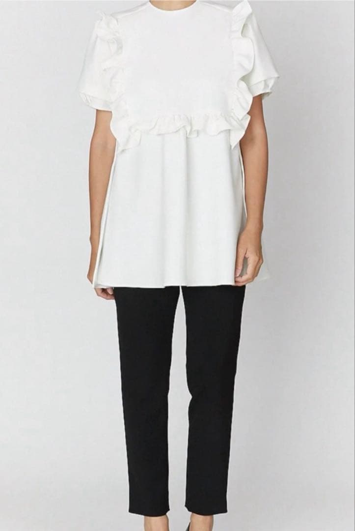 YOKOCHAN フリルトリムブラウス ホワイト
