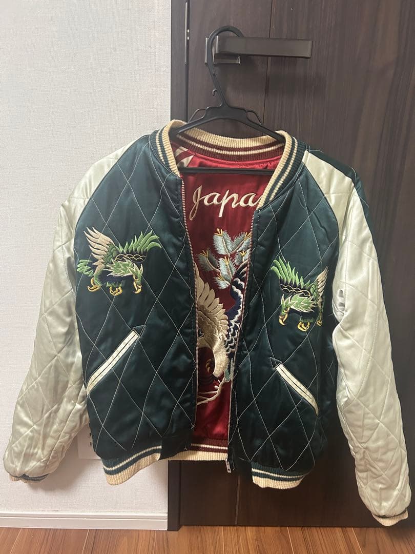 スカジャン 赤と白 刺繍 鷲 Japan