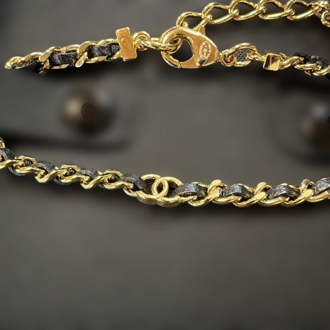 CHANEL ゴールド ブラック チェーンブレスレット