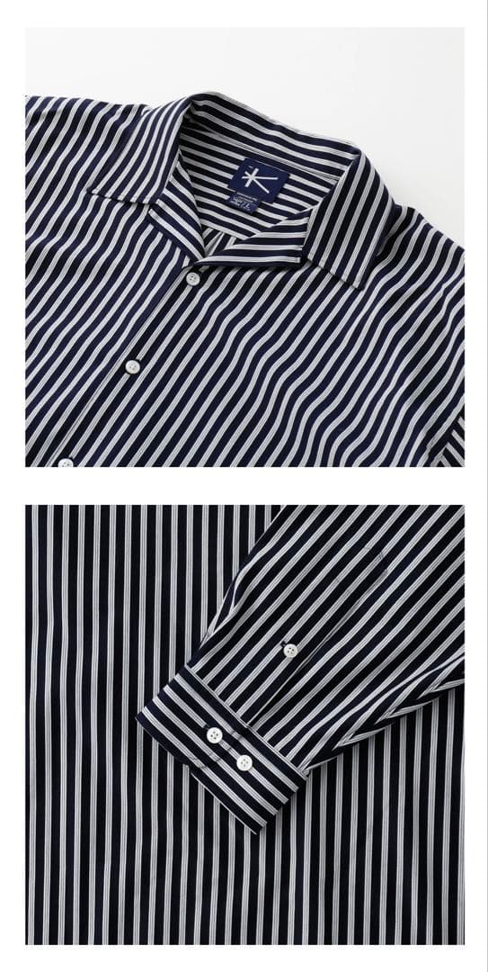 カネマサAtmosphere Stripe Open Collar Shirt