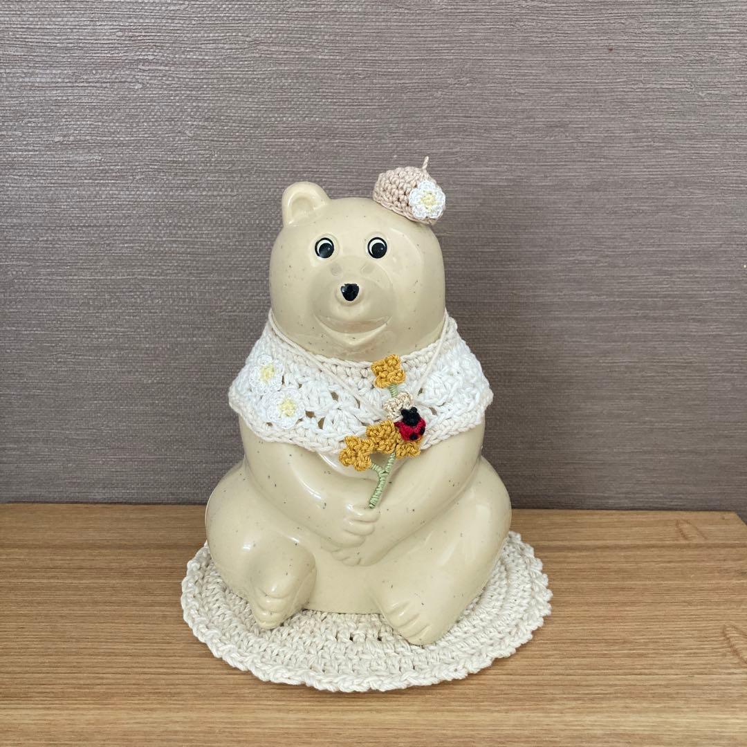 しろくま貯金箱　一輪花　3点セット