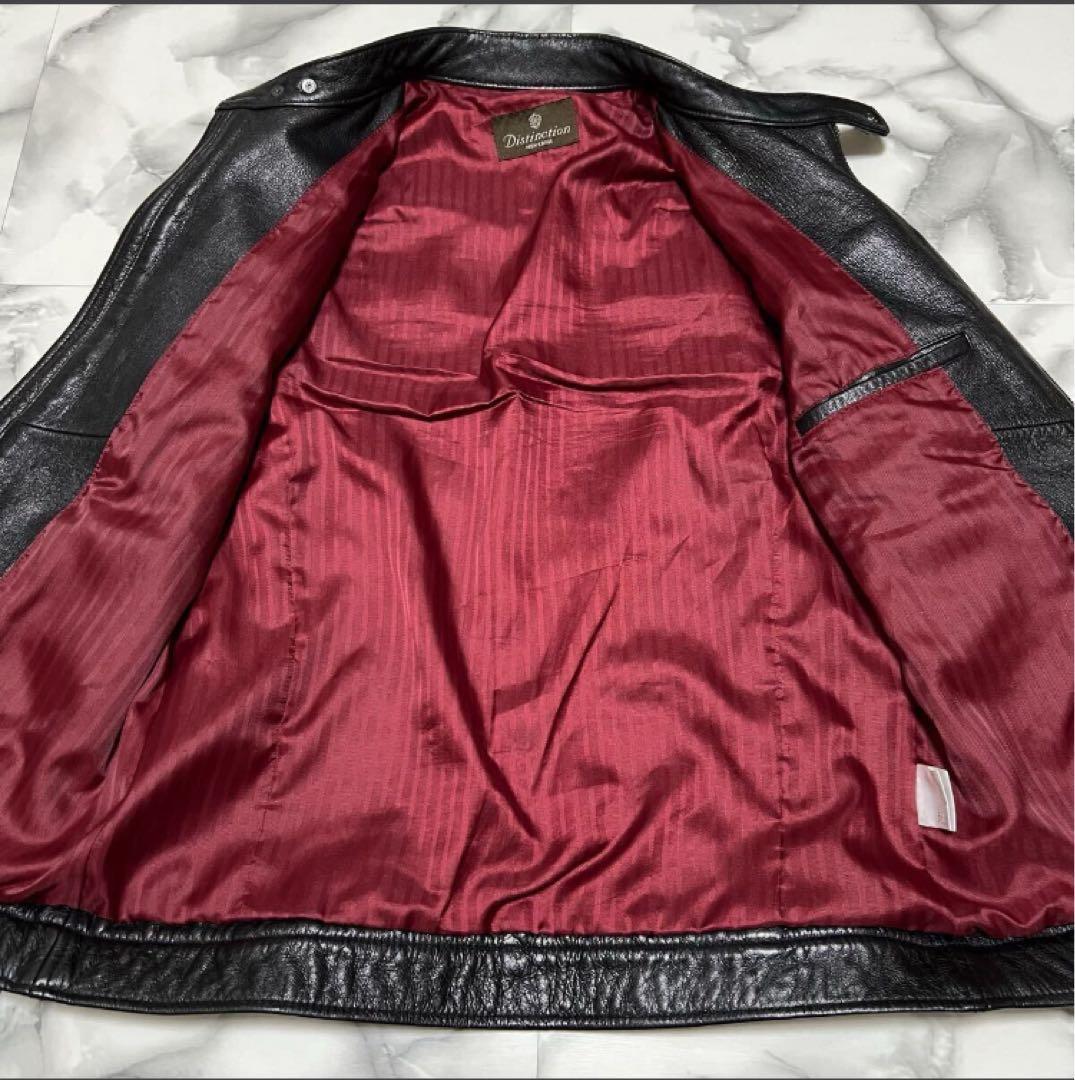 【美品】MEN'S BIGI ブラック リアルレザーライダースジャケット L