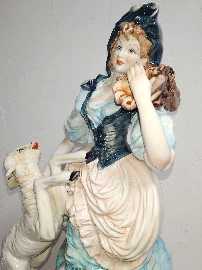 特大capodimonteカポディモンテ イタリア製 貴婦人 置物 フィギュリン