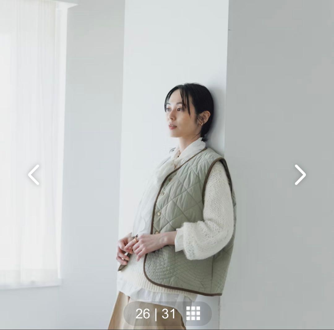 毎日着回したいキルティングベスト　よしいちひろさんコラボ　ライトカーキ　完売品