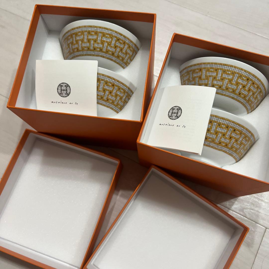 新品★エルメス モザイク24 ゴールド ライスボウル　茶碗4個（2個✖️2セット）