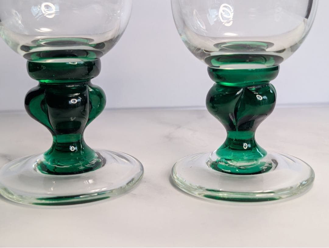 舩木倭帆（ふなきしずほ）作　捻脚モールワイングラス2個セット