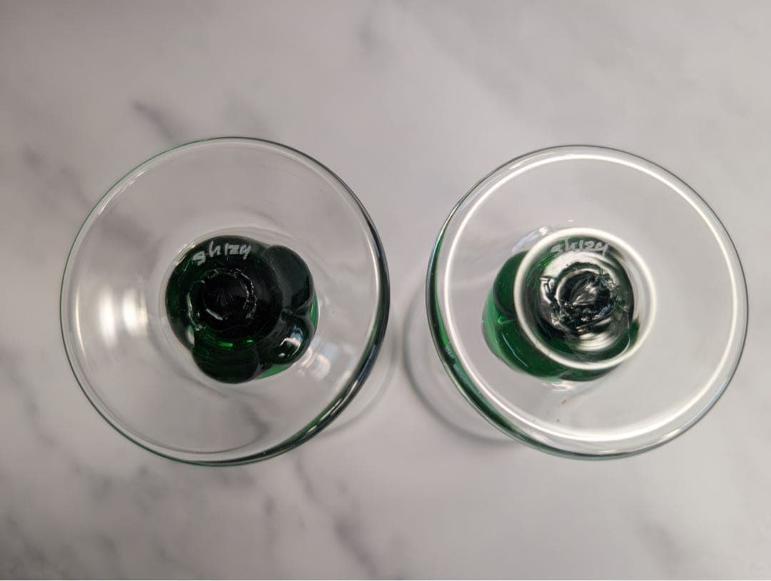 舩木倭帆（ふなきしずほ）作　捻脚モールワイングラス2個セット