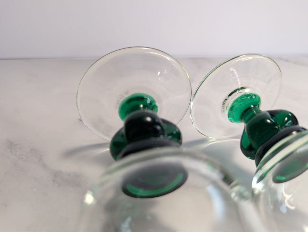 舩木倭帆（ふなきしずほ）作　捻脚モールワイングラス2個セット