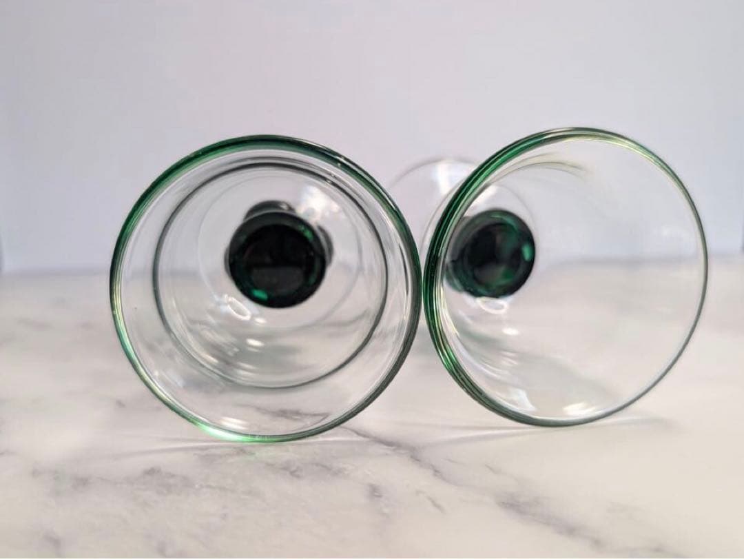 舩木倭帆（ふなきしずほ）作　捻脚モールワイングラス2個セット