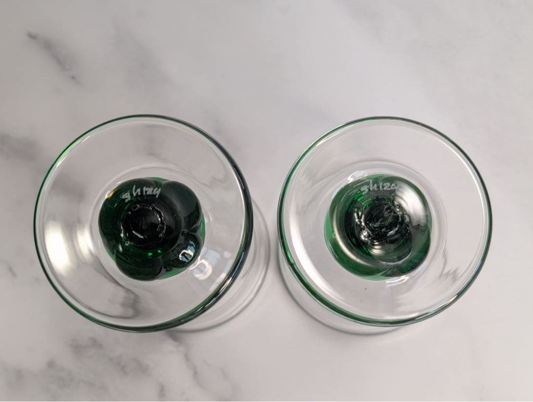 舩木倭帆（ふなきしずほ）作　捻脚モールワイングラス2個セット