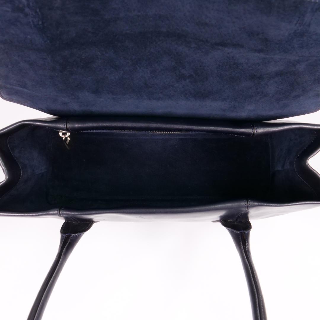 美品✨ ヒロフ ハンドバッグ トートバッグ レザー Hロゴ ダークネイビー