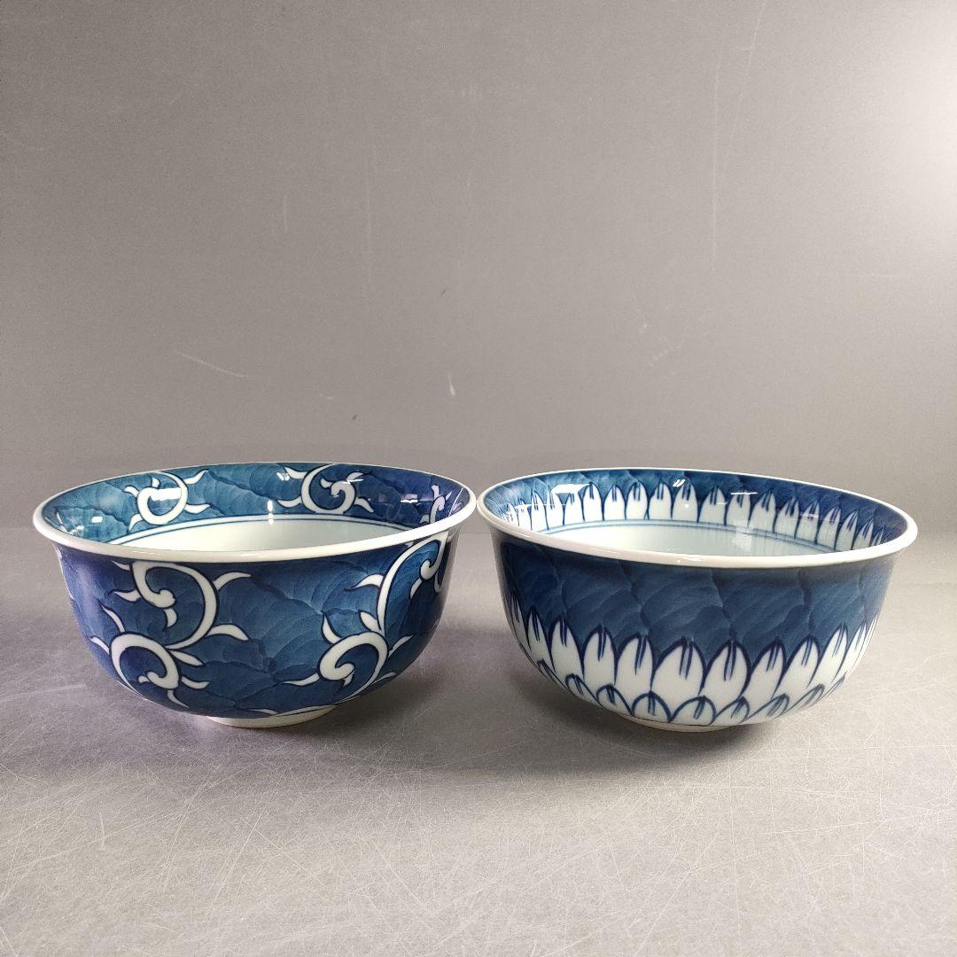 A1207-1/有田焼/源右衛門窯/染付飯碗5客/茶碗/和食器/銘々皿/懐石道具