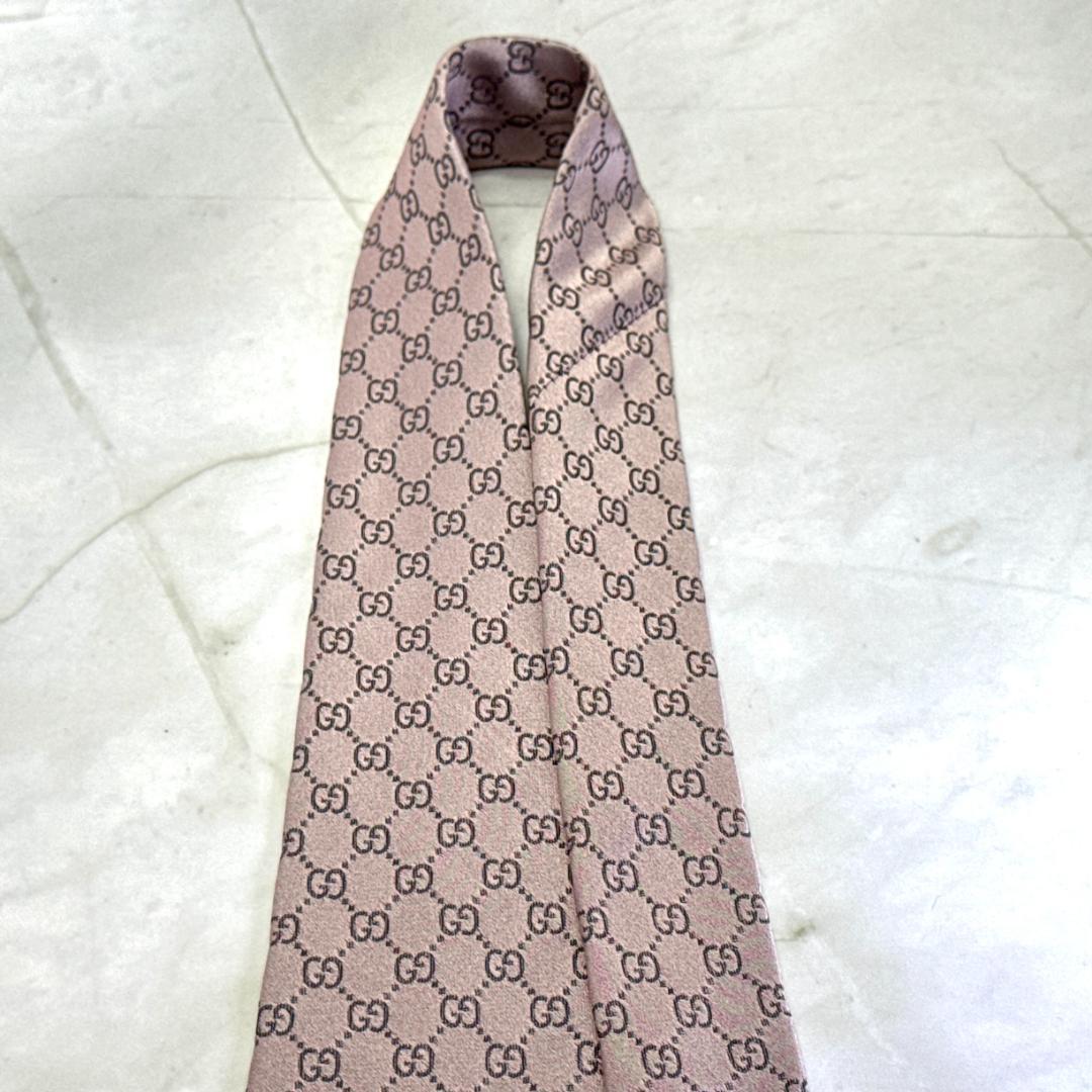 ☆即発 GUCCI GG柄 ネクタイ ピンクベージュ系 上品 シルク フォーマル