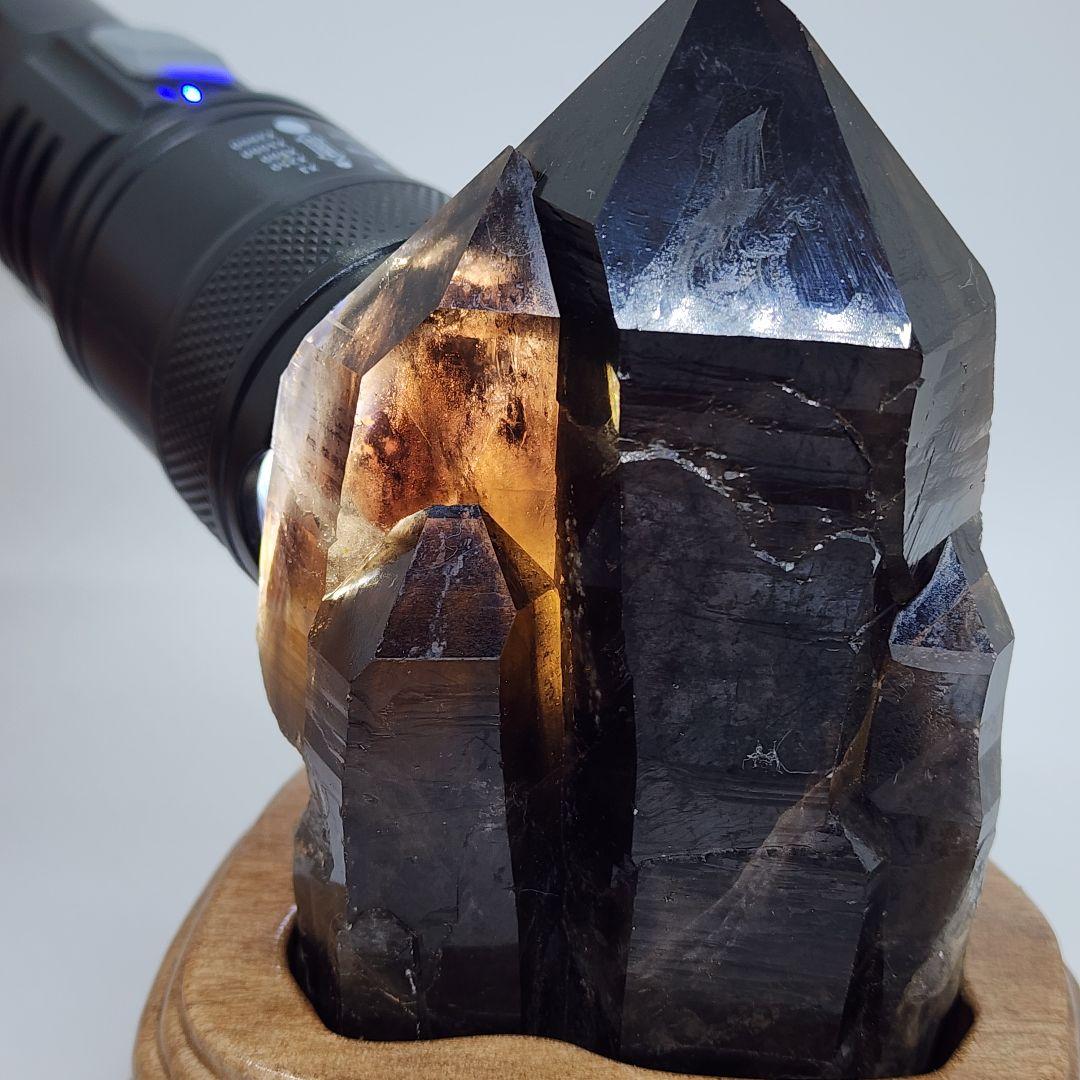 希少天然モリオンスモーキークォーツ 原石クラスター台座付き 高品質パワーストーン