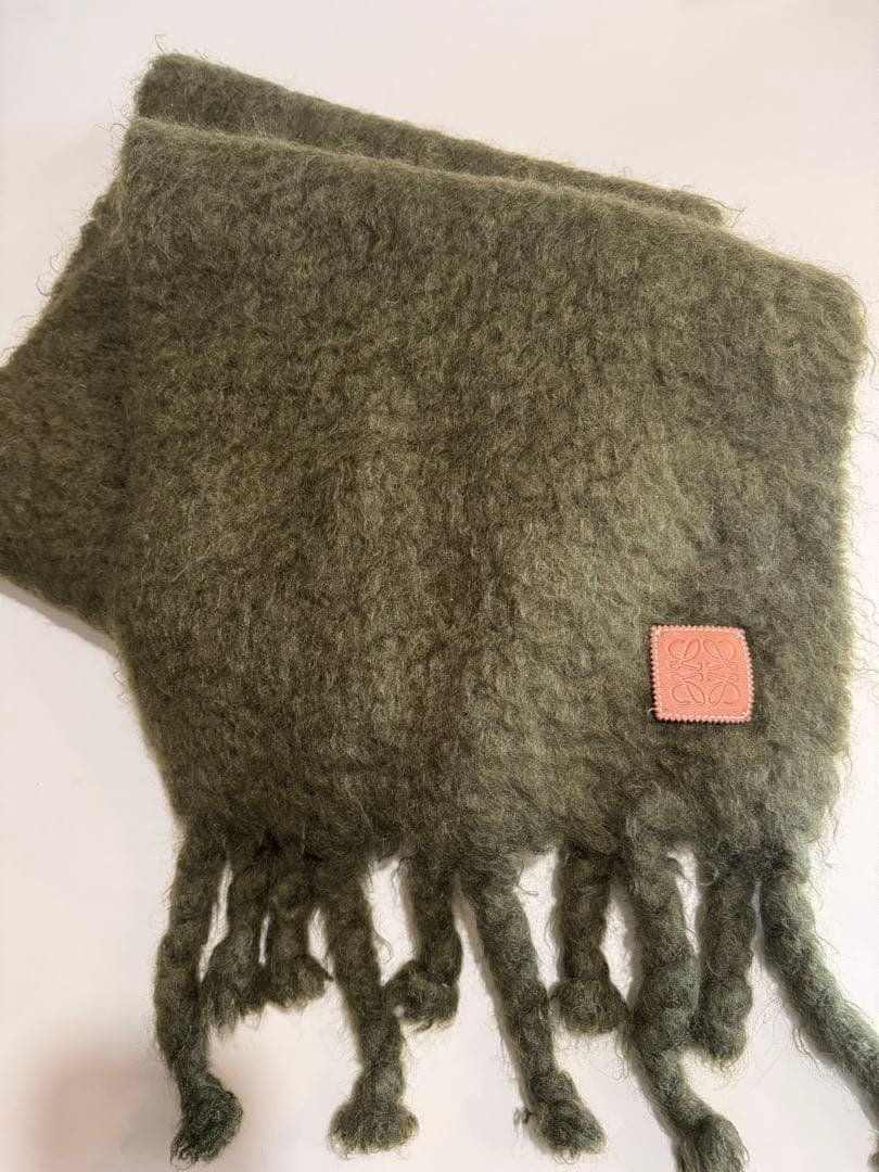 LOEWE 大判　マフラー　オリーブグリーン