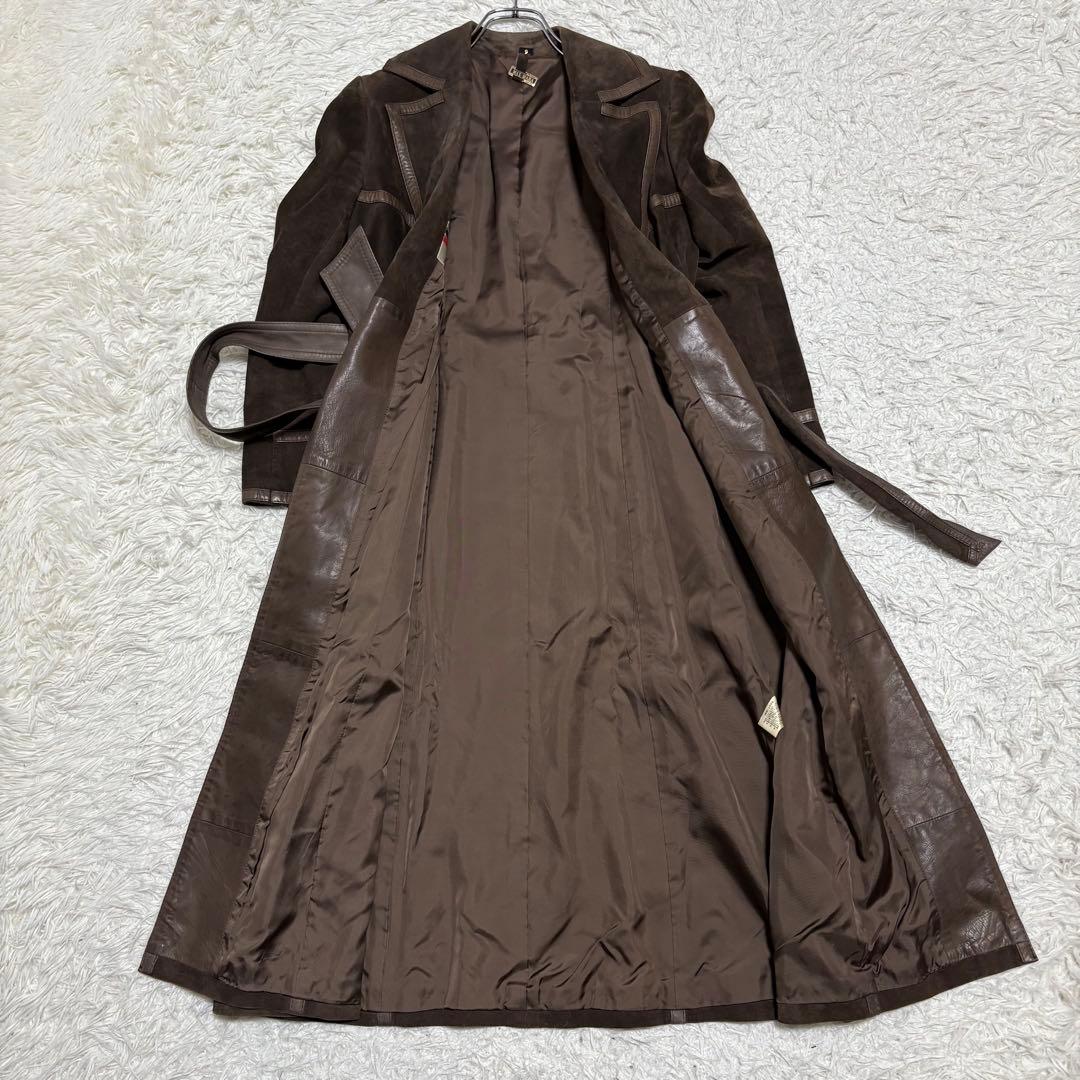 マックスマラ フェード ファー ベルト付きロングコート ブラウン