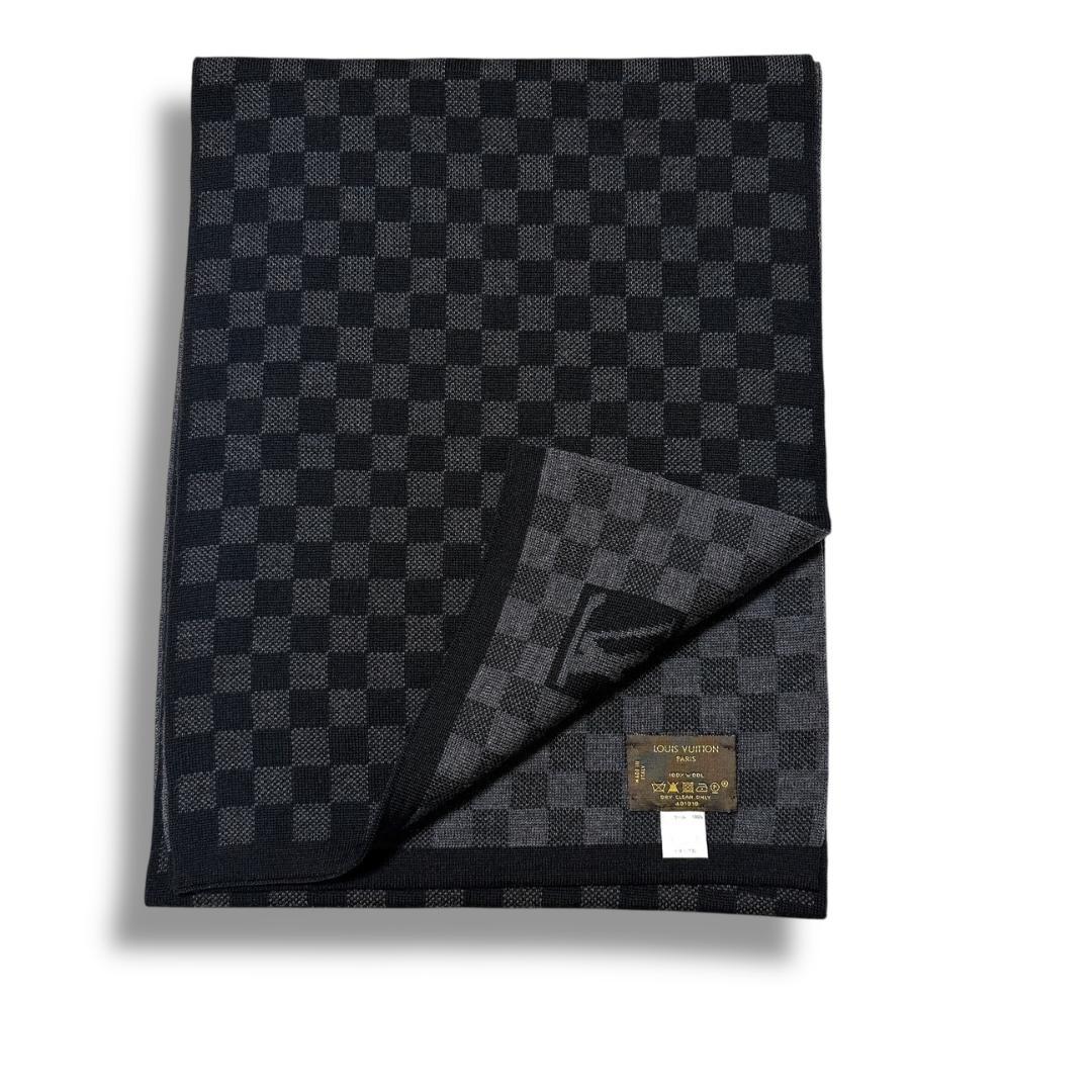 【超美品】LOUIS VUITTON ダミエ グラフィット ウール マフラー
