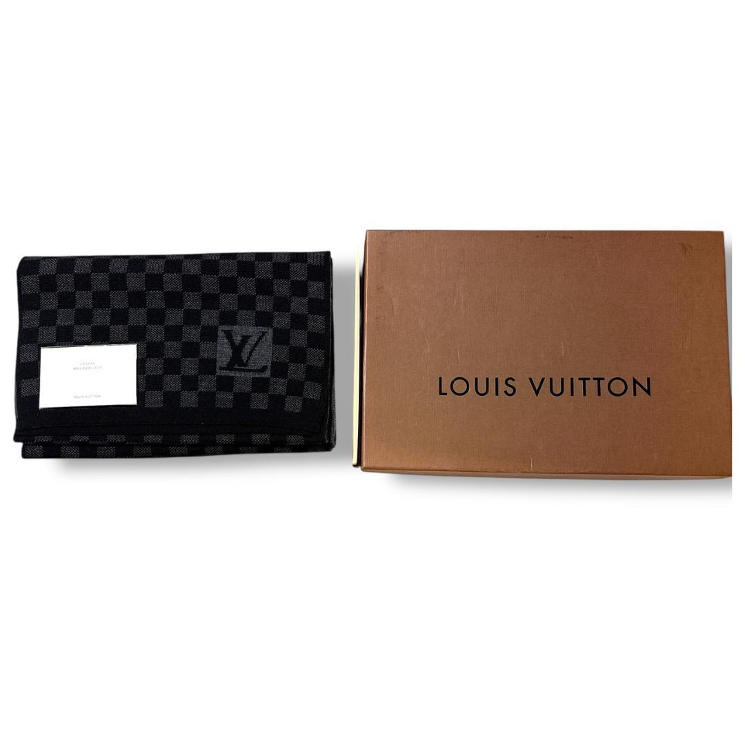 【超美品】LOUIS VUITTON ダミエ グラフィット ウール マフラー