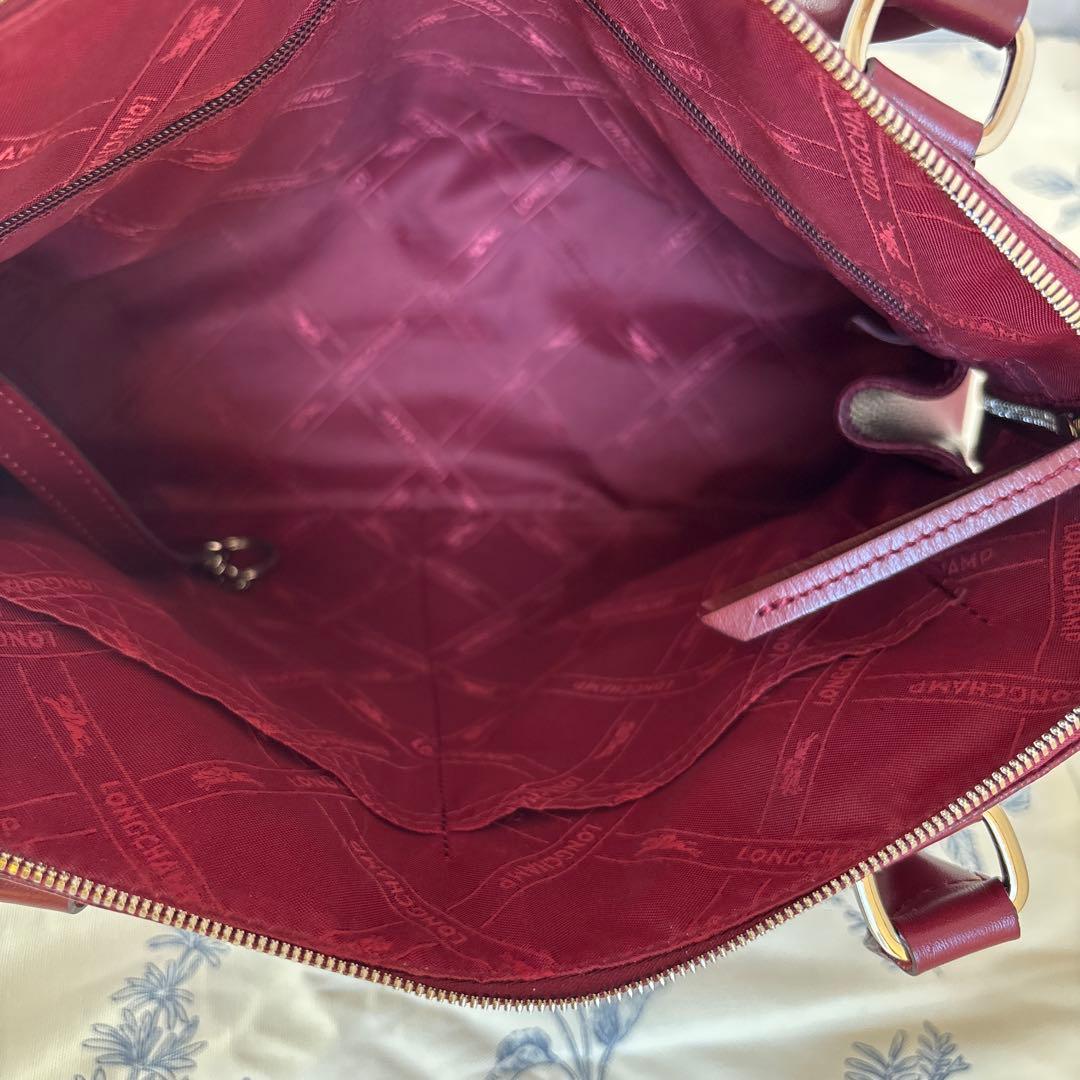 ふ*ん様 ロンシャン2WAYバッグ　シボ革　ワインレッド