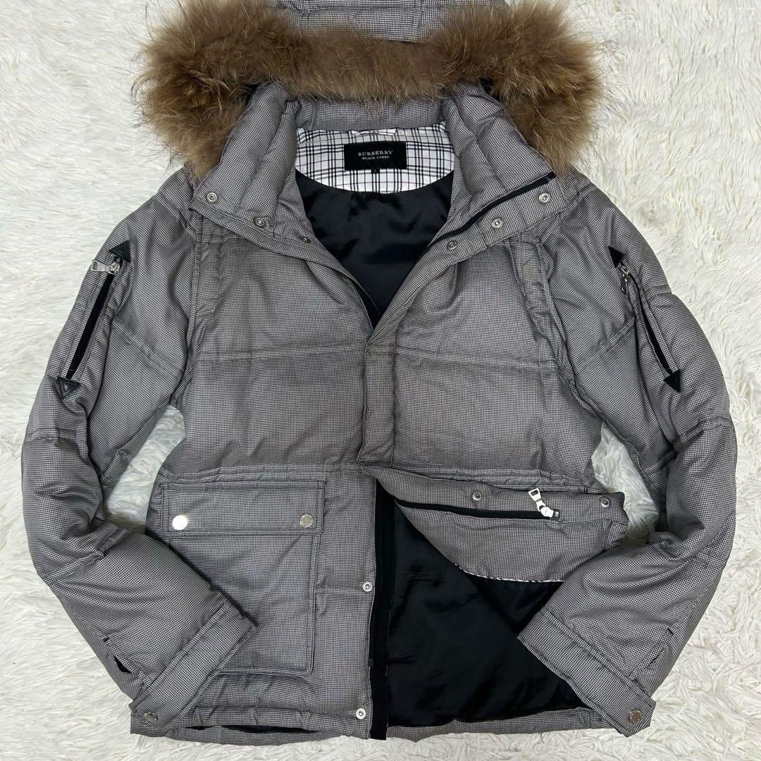【極美品/L】バーバリーブラックレーベル 4way ダウンジャケット 肉厚 灰色