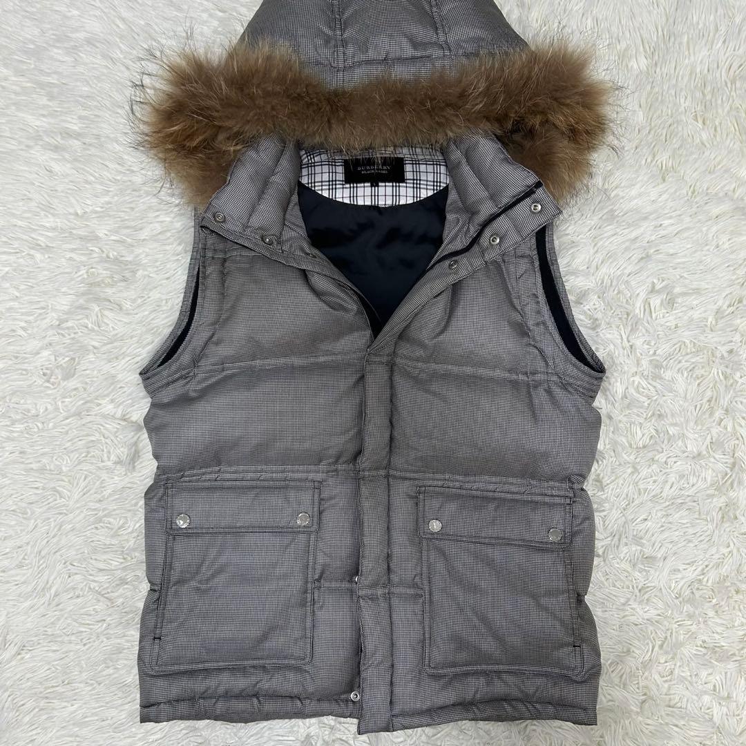 【極美品/L】バーバリーブラックレーベル 4way ダウンジャケット 肉厚 灰色
